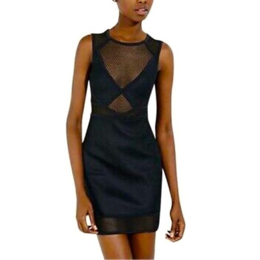 EXPRESS Mixed Mesh Panel Sleeveless Dress In Black Size Medium